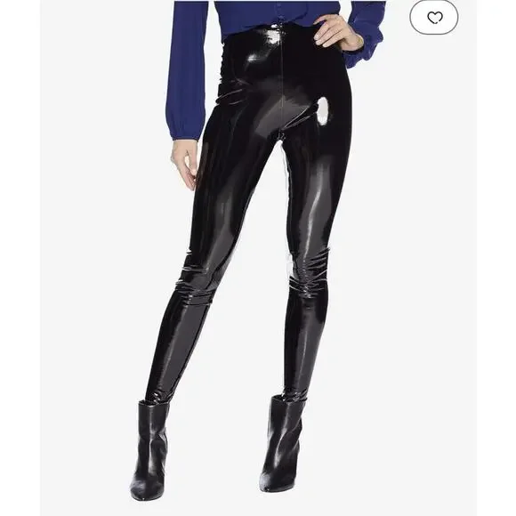 Commando Black Shiny Crackle Faux-Patent Legging High Shine High Rise Stretch SM - Picture 2 of 15